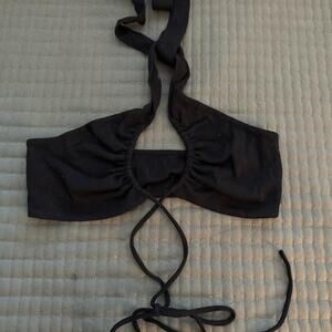 Black tie up halter top croptop